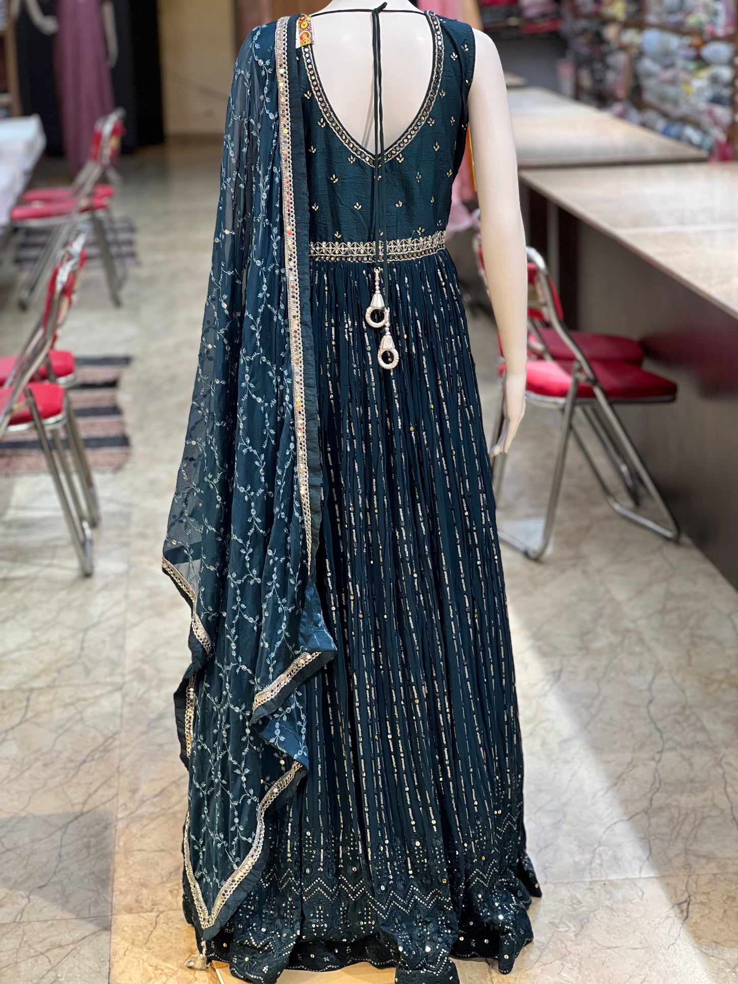 Silver Zari Gown