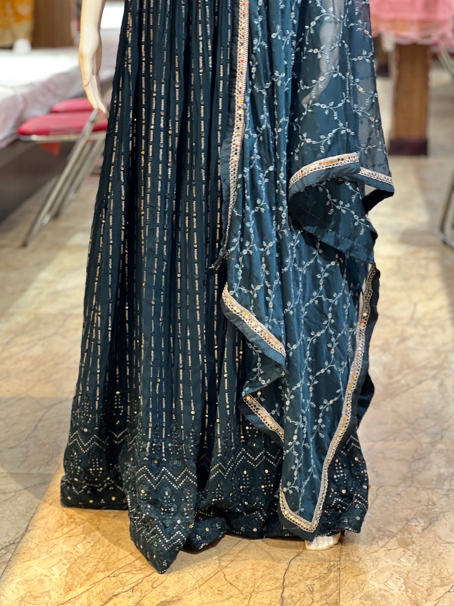 Silver Zari Gown