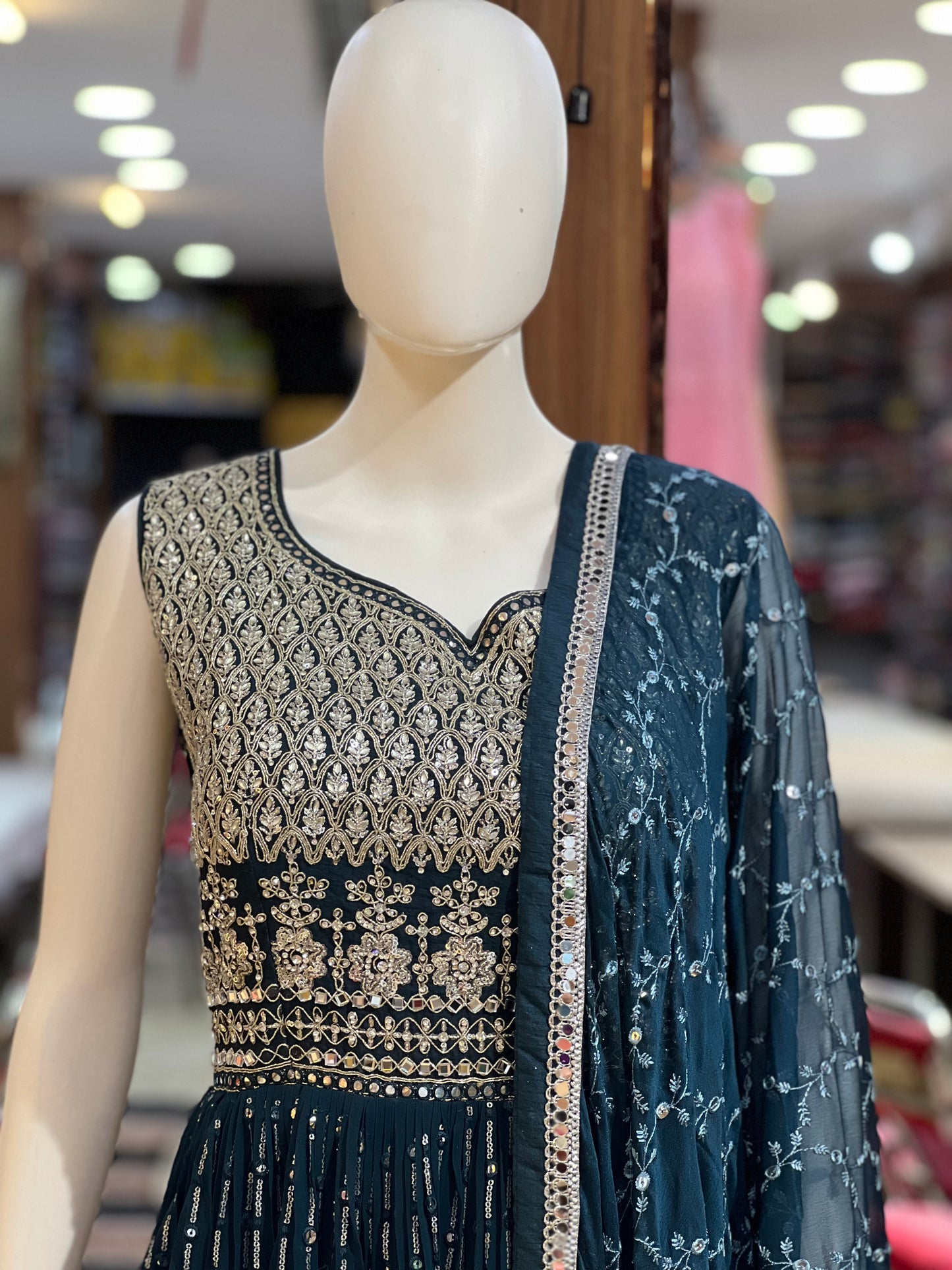 Silver Zari Gown