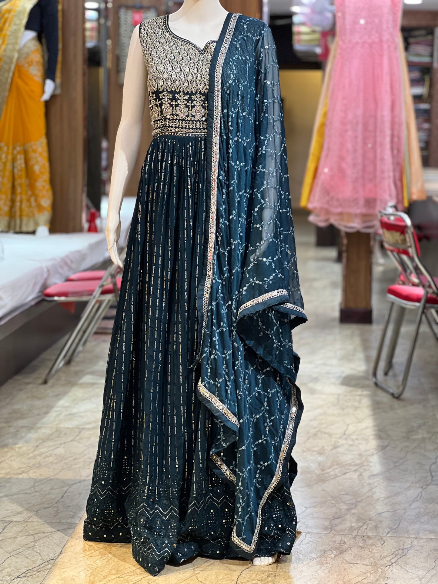 Silver Zari Gown